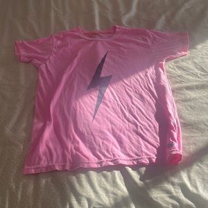 bright pink over sized aviator nation lightning bult shirt size kids 14